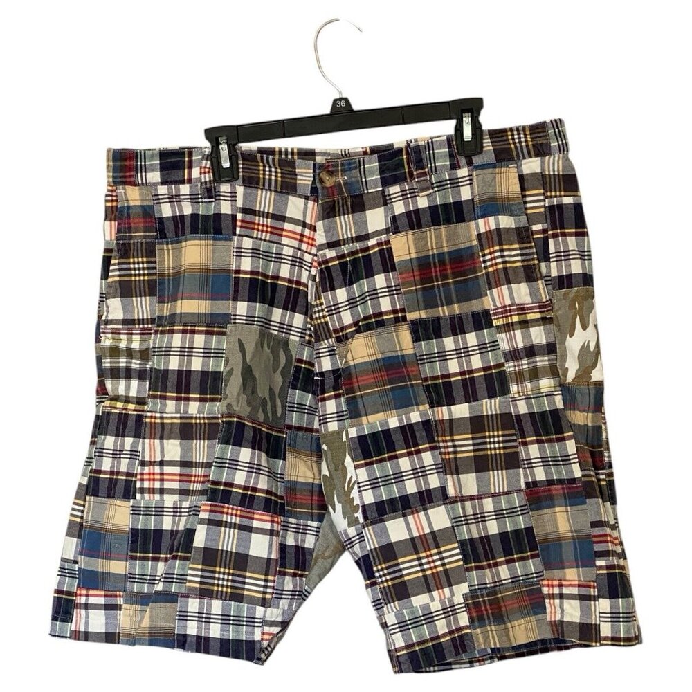 Siegfried Vintage Multicolor Patchwork Shorts Men's Size 40 Flat Front Summer